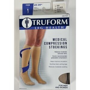 NIB TruForm Leg Health Medical Compression Stockings Firm 20-30‎ mmHG Beige 3XL